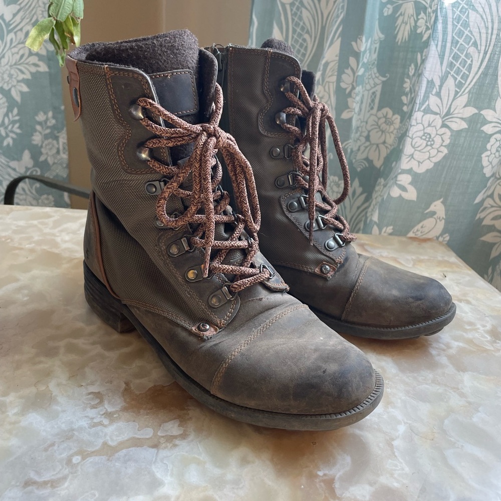 Cobb Hill leather and waterproof lace up combat boots